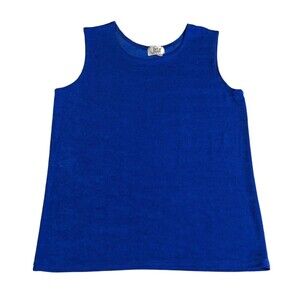 Vintage 90s Jostar Top Womens Medium Blue Slinky Sleeveless‎ Tank Stretch USA